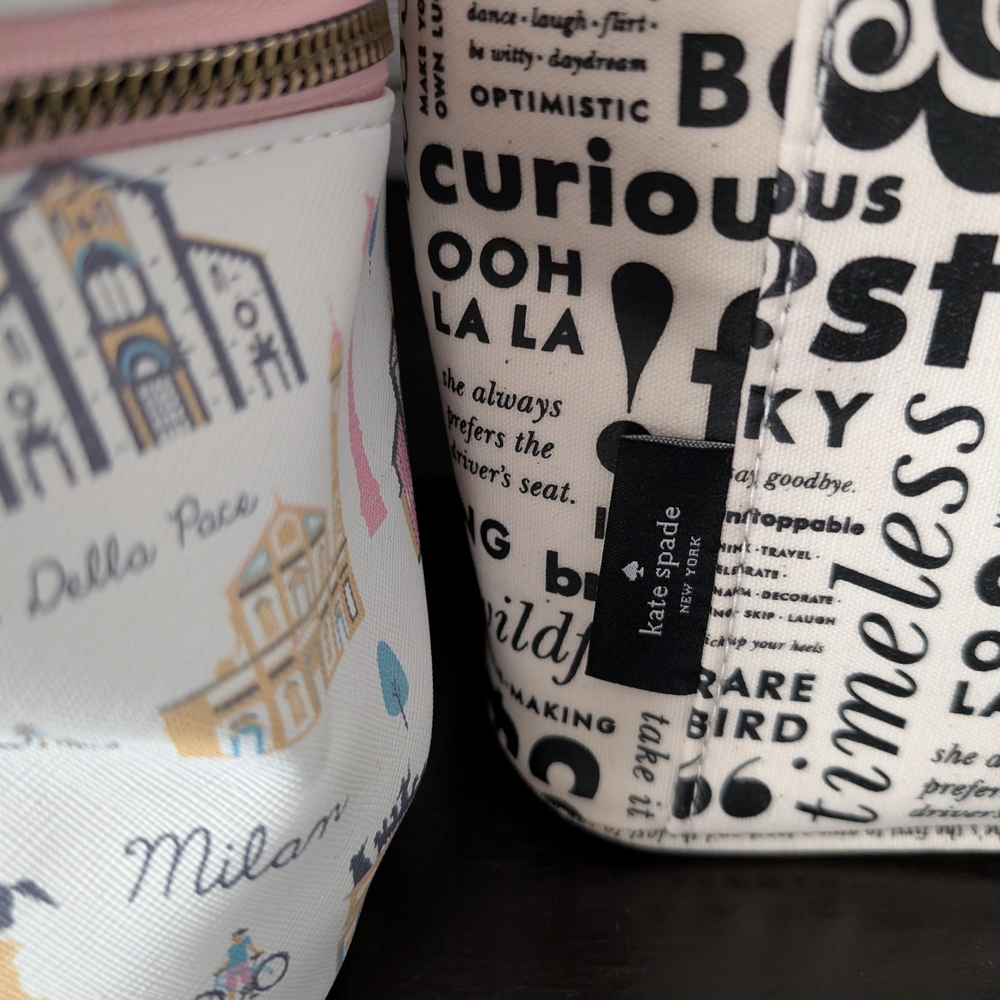 Set Of Five Makeup Bags-Dusney, Kate Spade, Rae Dunn - Picture 7 of 9